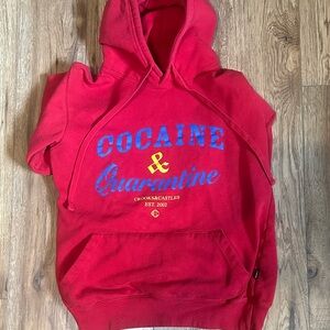 Crooks & Castles Red Hoodie with Blue Print